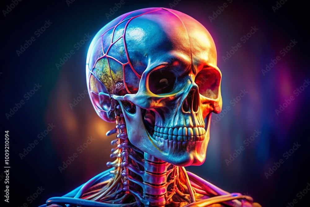 Detailed Human Skull and Skeleton Anatomy Illustration for Educational and Medical Purposes Detailed Human Skull and Skeleton Anatomy Illustration for Educational and Medical Purposes
