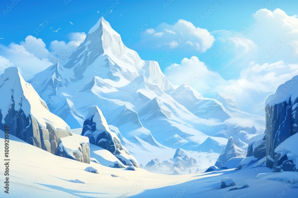 Obraz premium Snow landscape mountain outdoors.
