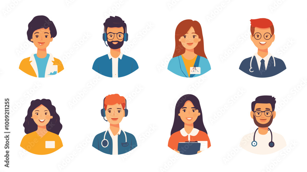 Set of Doctor Cartoon flat vector illustration Set of Doctor Cartoon flat vector illustration