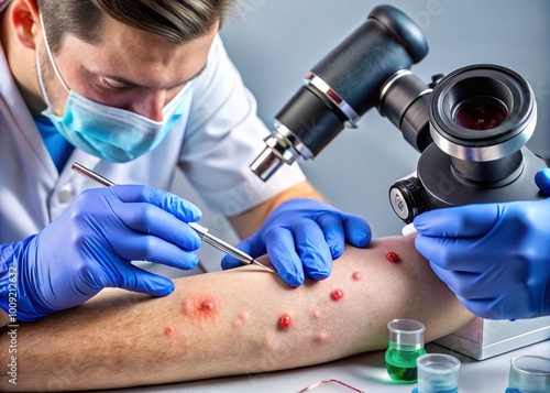 Detailed Mantoux Test Procedure with Tuberculin Skin Test and Medical Supplies on a Clean Surface photo