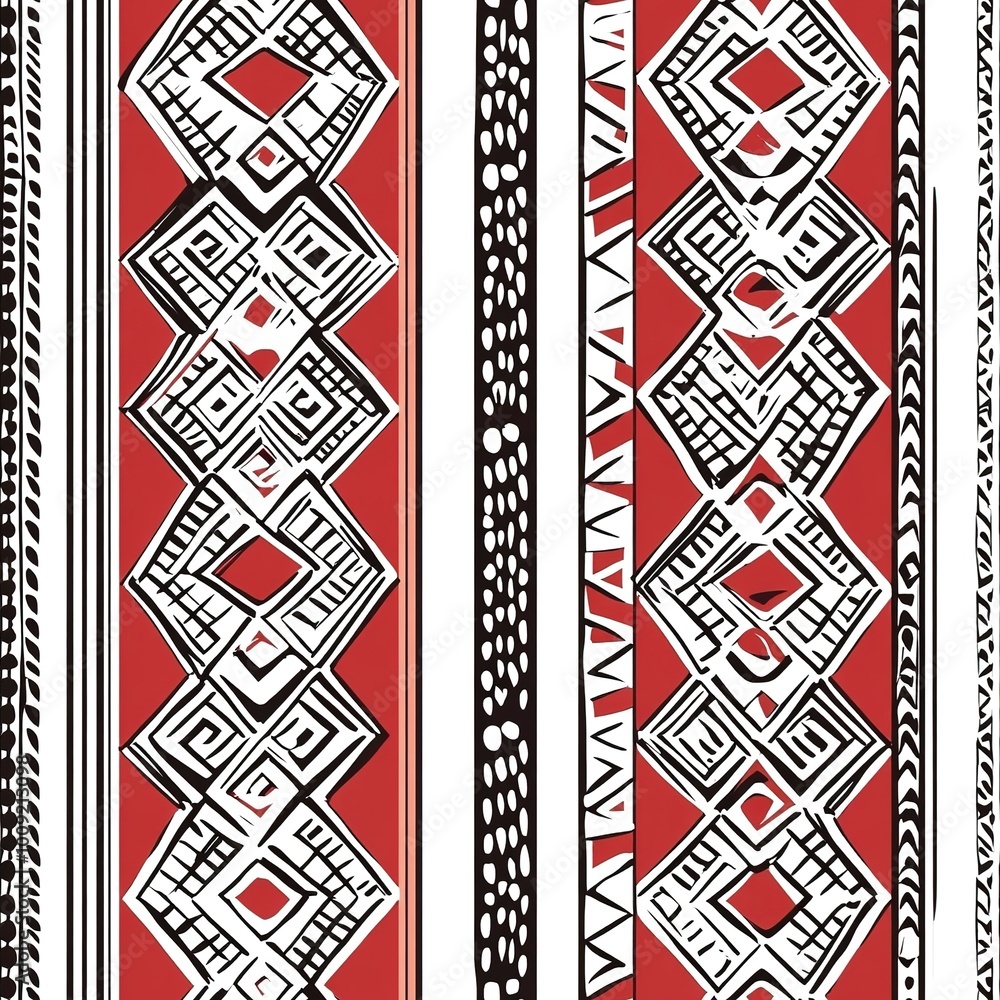 Seamless pattern with stylized ethnic pattern. Hand-drawn illustration. Seamless pattern with stylized ethnic pattern. Hand-drawn illustration.