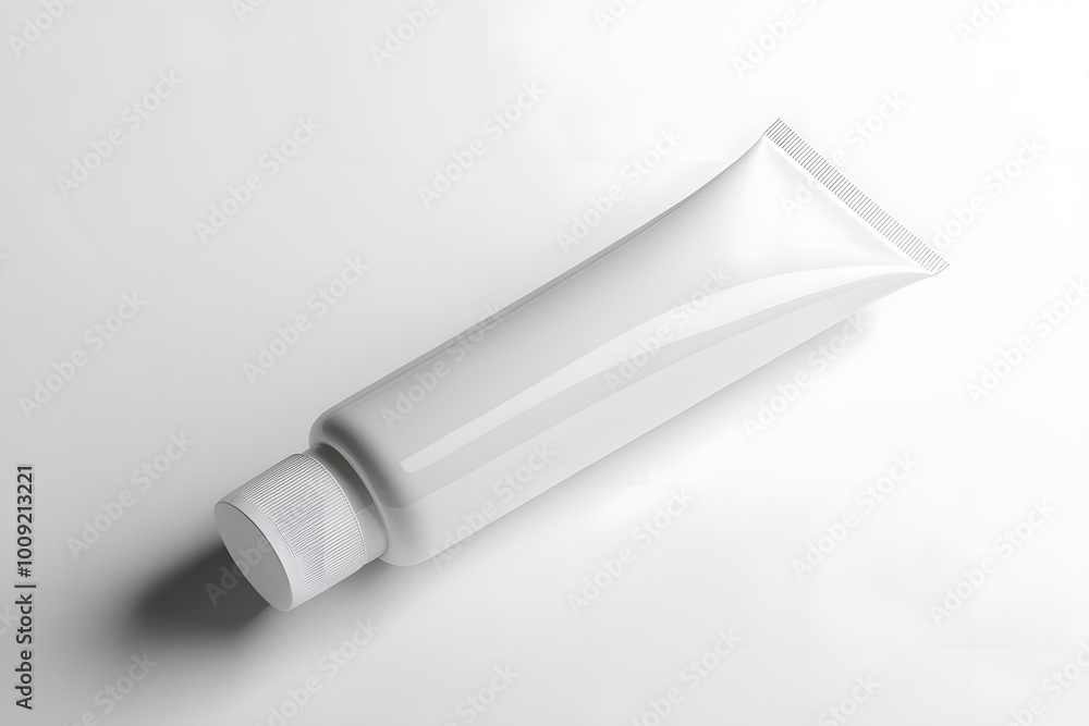 White glossy plastic tube with cap mockup isolated on white background White glossy plastic tube with cap mockup isolated on white background