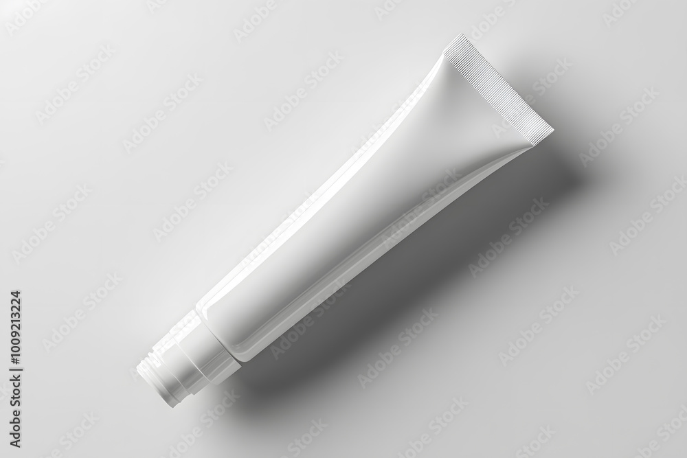 White glossy plastic tube with cap mockup isolated on white background White glossy plastic tube with cap mockup isolated on white background