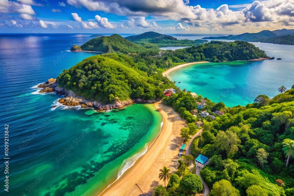 Naklejka premium Detailed Map of Beaches in Phuket Island, Thailand for Travel and Tourism Reference Purposes