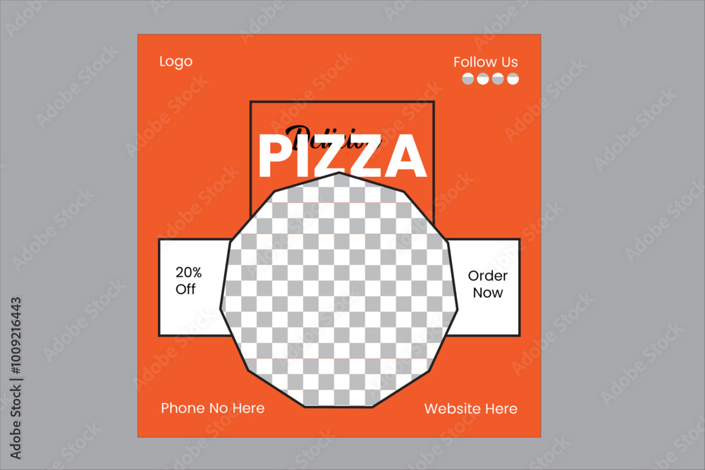 Vector illustration social media post design of pizza fast food. Vector illustration social media post design of pizza fast food.