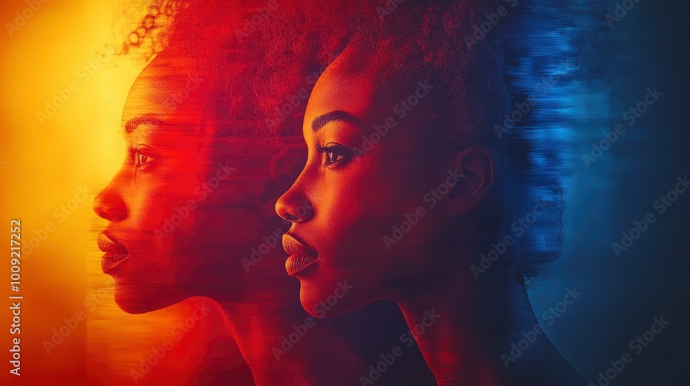 Double Exposure Portrait of a Black Woman Double Exposure Portrait of a Black Woman
