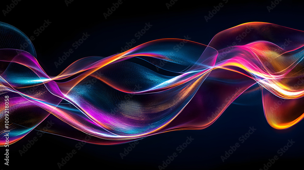 Fototapeta premium Holographic Neon Fluid Waves
