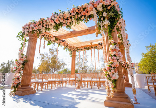 indian wedding decoration with mandap