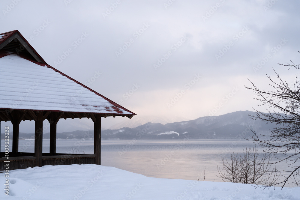 Lake Tazawa winter scenery in Akita, Japan