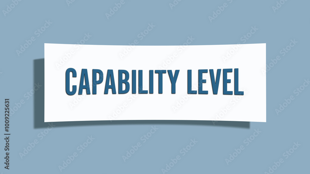 Capability Level. A card isolated on blue background. Capability Level. A card isolated on blue background.