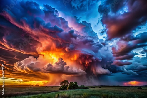 Dramatic Storm Clouds Gathering Over a Serene Landscape Before an Imminent Downpour of Rain