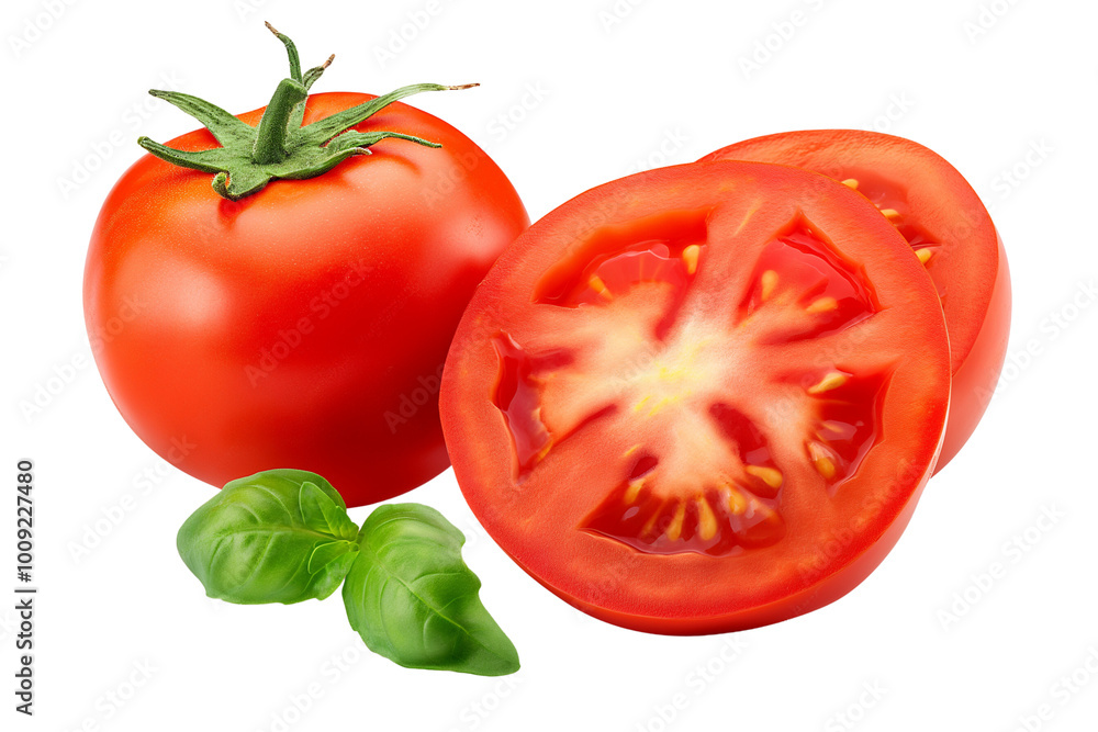 Ripe raw organic tomato, die cut transparent PNG. Ripe raw organic tomato, die cut transparent PNG.