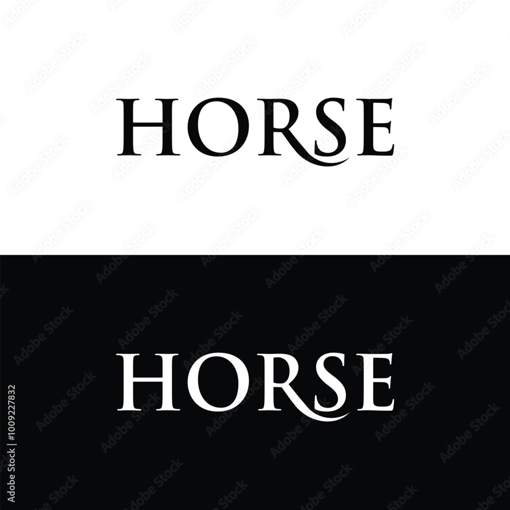 Elegant Horse Logo Design with Equine Silhouette in Lettering Elegant Horse Logo Design with Equine Silhouette in Lettering