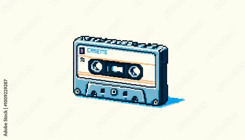 Fototapeta premium Illustration against light background with space for text, pixel art style