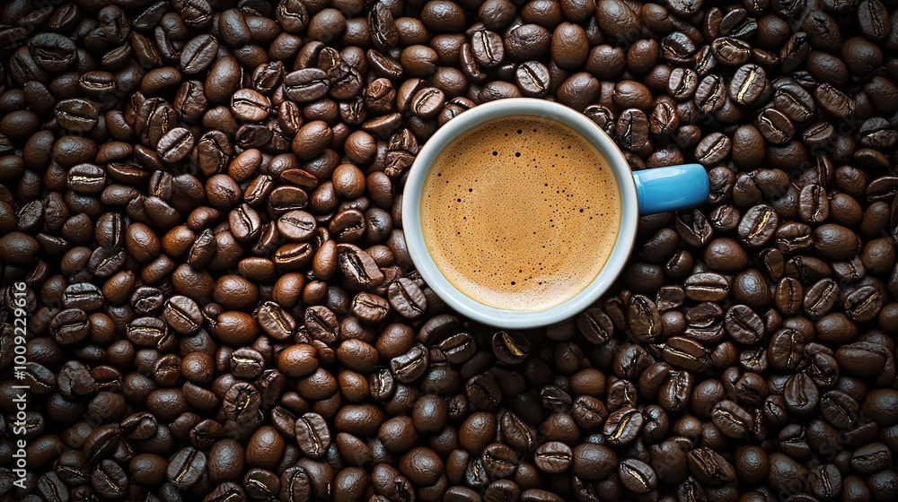 Coffee Cup Surrounded by Roasted Coffee Beans Coffee Cup Surrounded by Roasted Coffee Beans