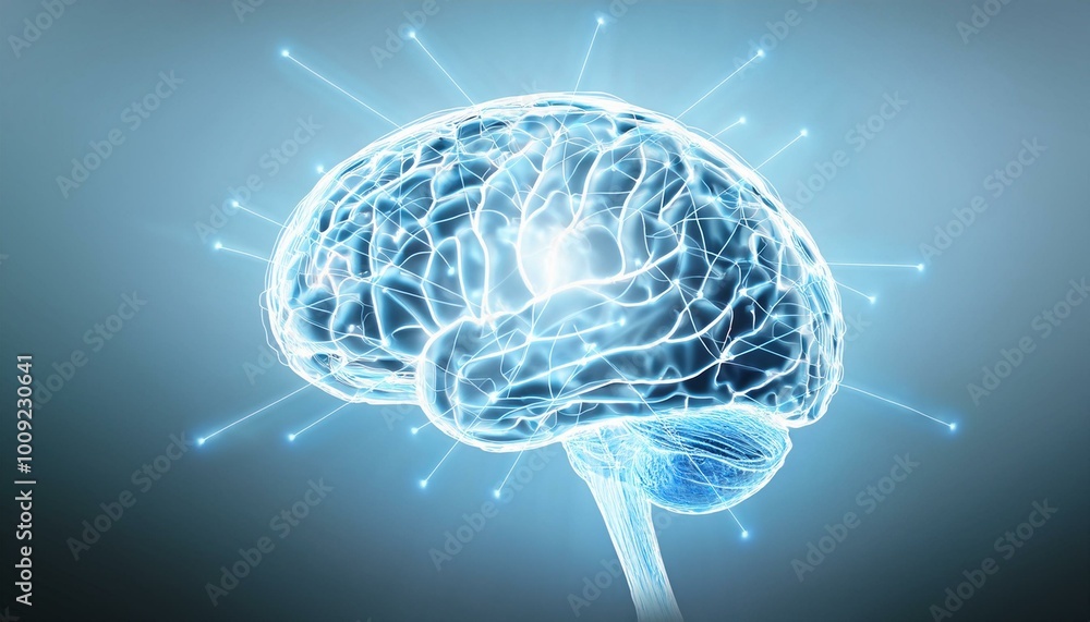 Glowing brain with connections Glowing brain with connections
