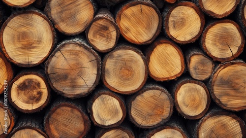 A wall of stacked wood logs, showcasing the natural beauty of the wood grain and texture.