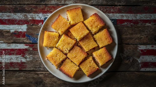 Delicious Golden Cornbread on Rustic Wooden Table