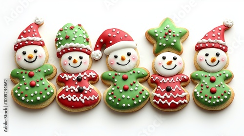 Festive Cookies on White Background