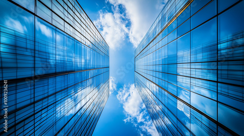 Modern Glass Buildings Against Blue Sky