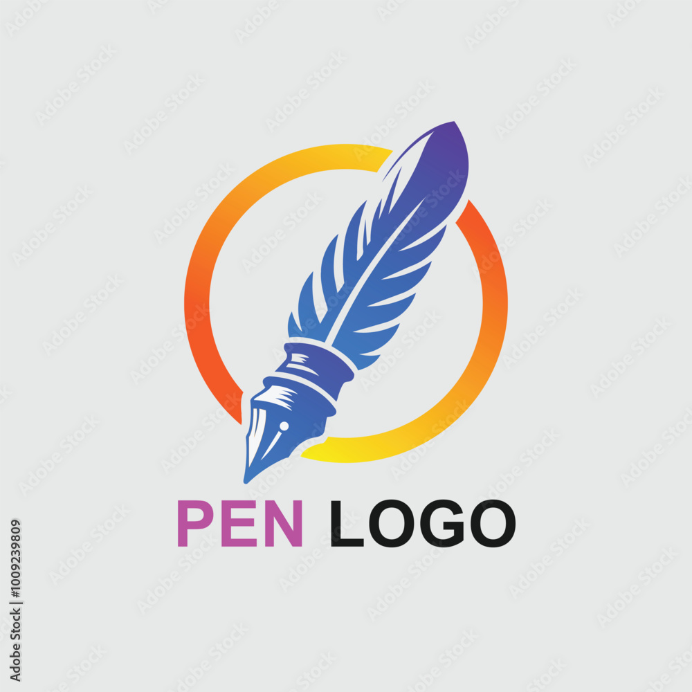 Gradient quill pen logo template Gradient quill pen logo template