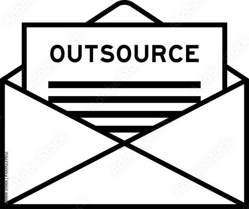 Envelope and letter sign with word outsource as the headline