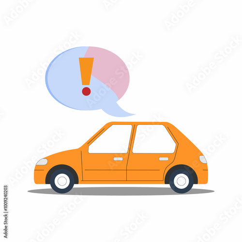 Two men having car accident isolated flat vector illustration. Cartoon people looking at automobile damage.
