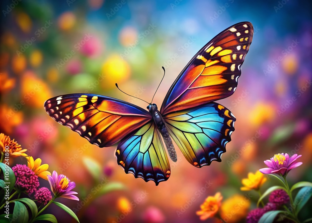 Elegant butterfly in flight tattoo design showcasing intricate details and graceful movement Elegant butterfly in flight tattoo design showcasing intricate details and graceful movement