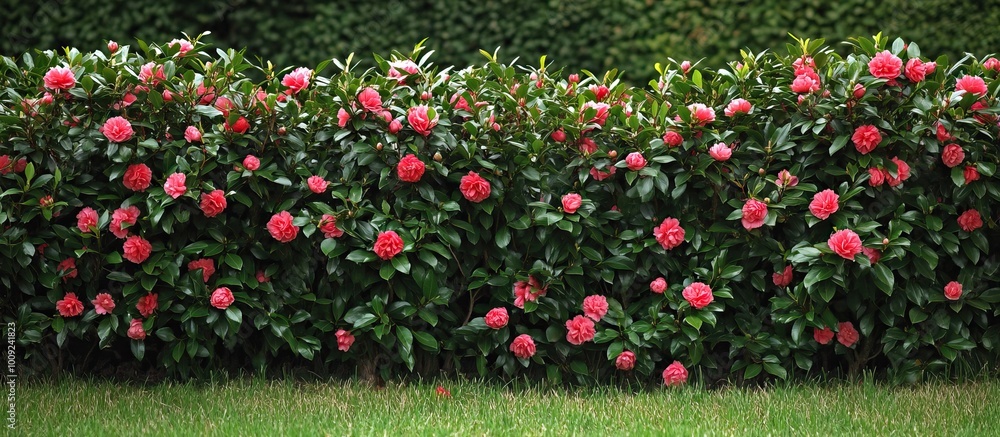 Fototapeta premium Pink Camellia Hedge