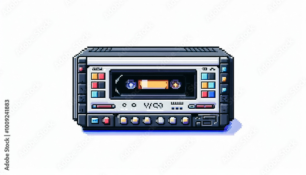 Illustration against light background with space for text, pixel art style Illustration against light background with space for text, pixel art style