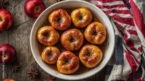 Wallpaper Mural Cinnamon Baked Apples on Rustic Wooden Table for Thanksgiving Torontodigital.ca