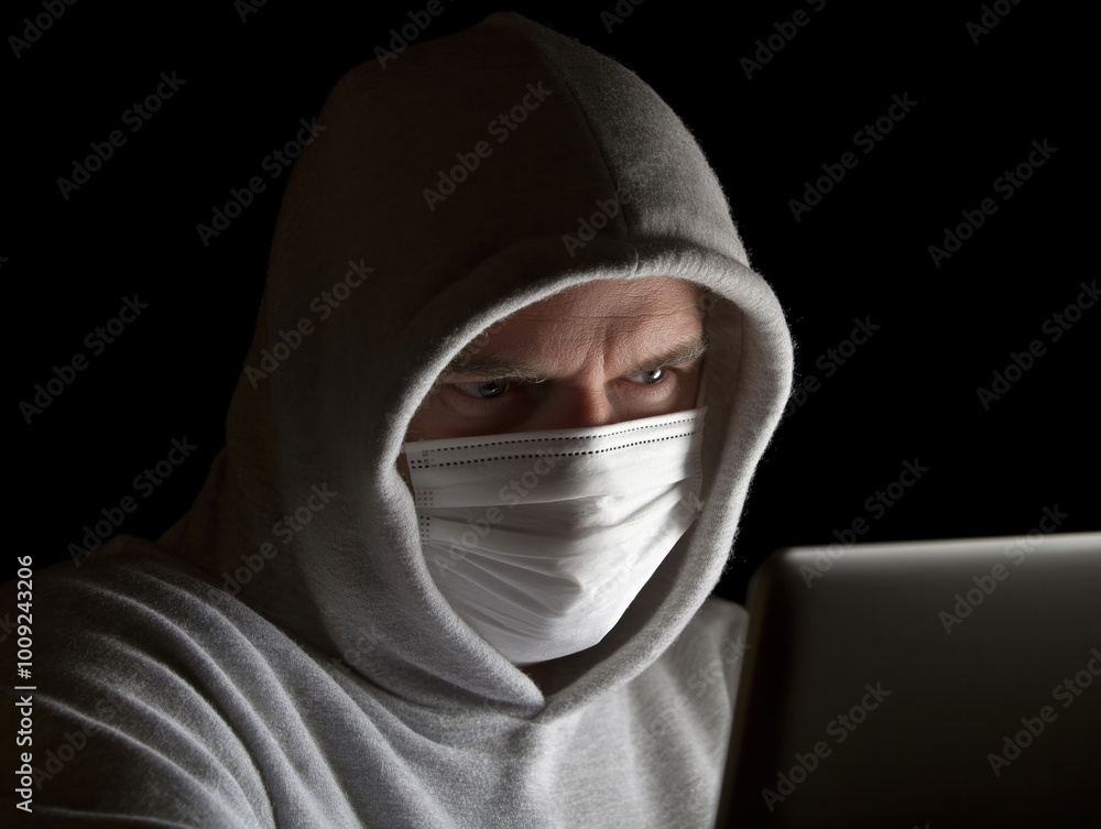 Man hacker in mask and hoodie Man hacker in mask and hoodie