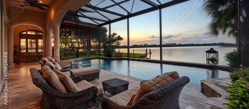 Luxury Poolside Patio with Sunset Views