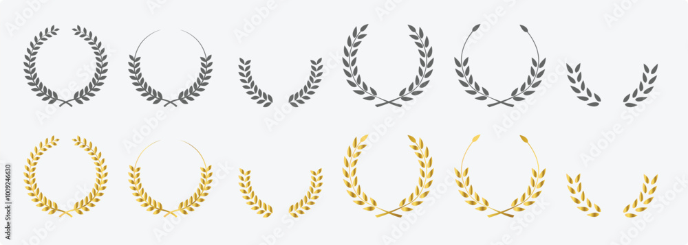Obraz premium Vector laurel wreath, Laurel wreath victory icon set, Laurel Wreaths Set