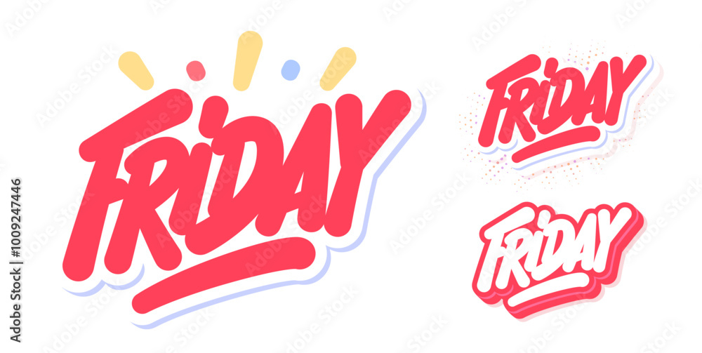 Fototapeta premium Friday. Handwritten vector letterings text.