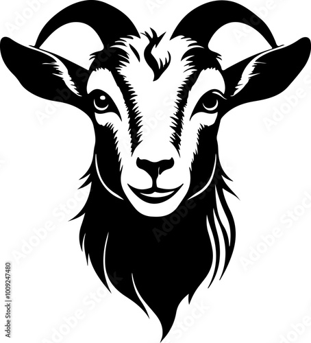 silhouette goat face vector