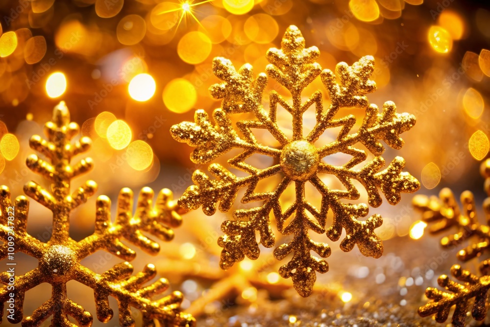 Elegant Gold Snowflake Background for Holiday Greetings and Winter Themed Designs and Decorations Elegant Gold Snowflake Background for Holiday Greetings and Winter Themed Designs and Decorations