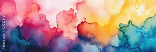 A hand painted rainbow watercolor background with overlapping brushstrokes