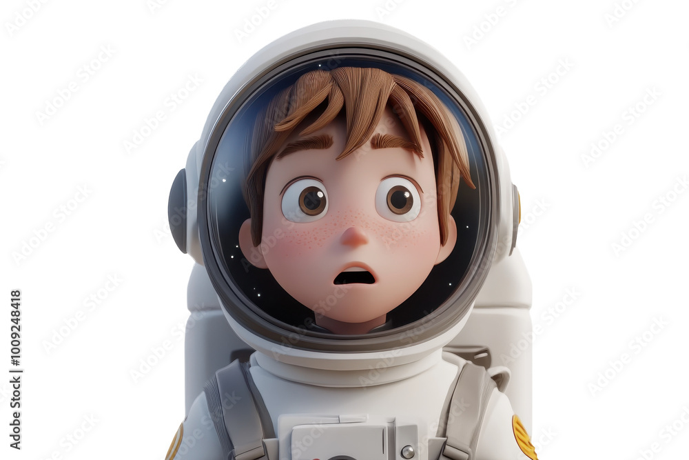 A curious young astronaut wonders about the mysteries of deep space exploration, on the transparent background. PNG Format A curious young astronaut wonders about the mysteries of deep space exploration, on the transparent background. PNG Format