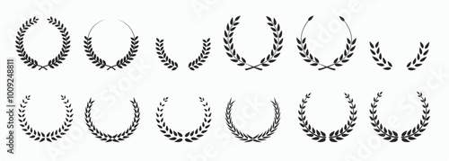 Vector laurel wreath, Laurel wreath victory icon set, Laurel Wreaths Set