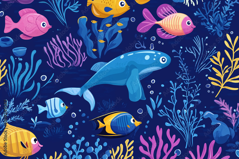 Seamless sea marine pattern Seamless sea marine pattern