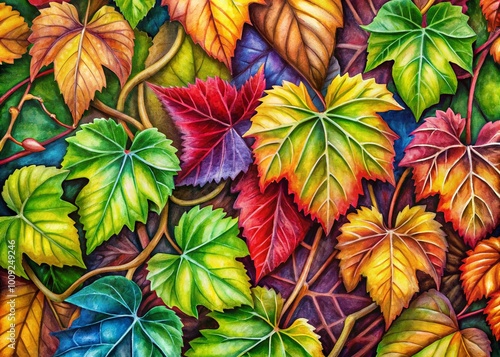 Wallpaper Mural Elegant Hand-Drawn Vines and Leaves Design for Nature-Inspired Themes and Artistic Projects Torontodigital.ca