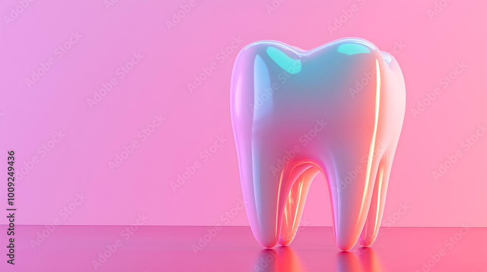 Glossy 3D tooth model on a vibrant pink background, offering a futuristic and stylish take on dental care visuals. Ideal for creative health campaigns, cosmetic dentistry, or dental product ads Glossy 3D tooth model on a vibrant pink background, offering a futuristic and stylish take on dental care visuals. Ideal for creative health campaigns, cosmetic dentistry, or dental product ads