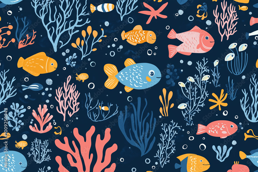 Seamless sea marine patterns Seamless sea marine patterns