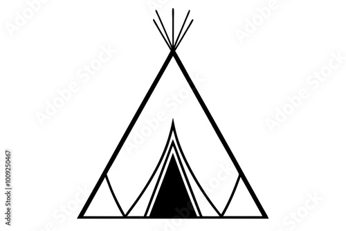 

Camping tent icon vector, teepee silhouette, tipi vector
