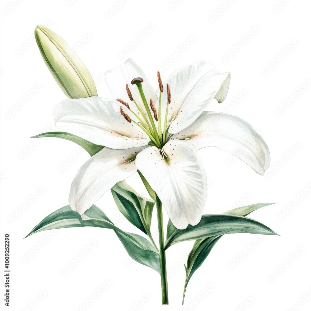 Elegant white lily illustration Elegant white lily illustration