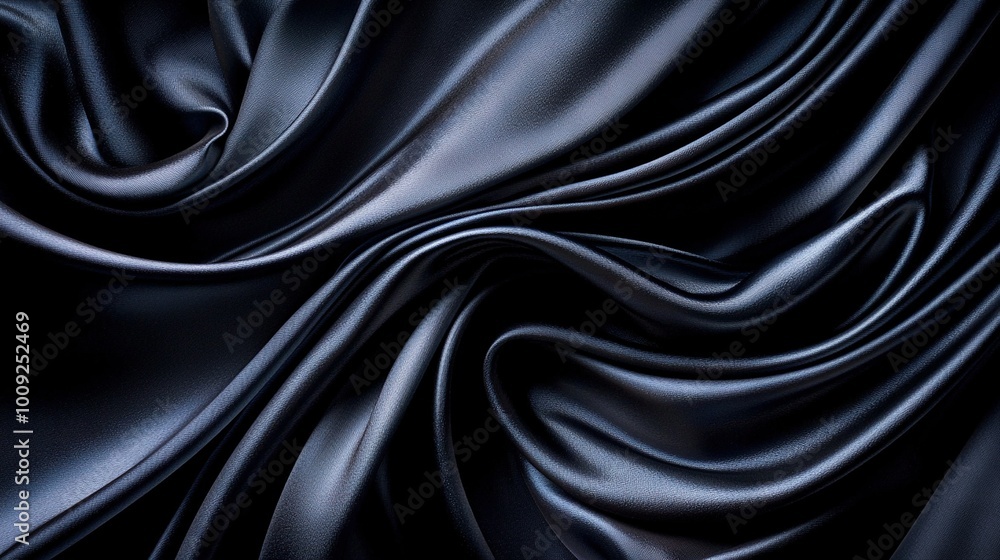 A zoomed-in picture of a dark fabric with an extremely long, undulating, and tightly folded pattern on top of it A zoomed-in picture of a dark fabric with an extremely long, undulating, and tightly folded pattern on top of it