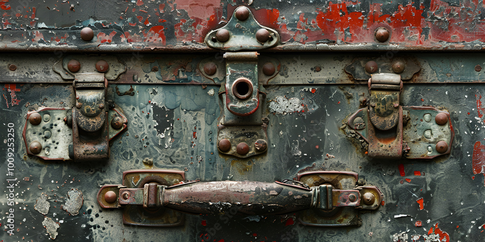 Old Rusty grey and Rusted Metal Box with old background Old Rusty grey and Rusted Metal Box with old background