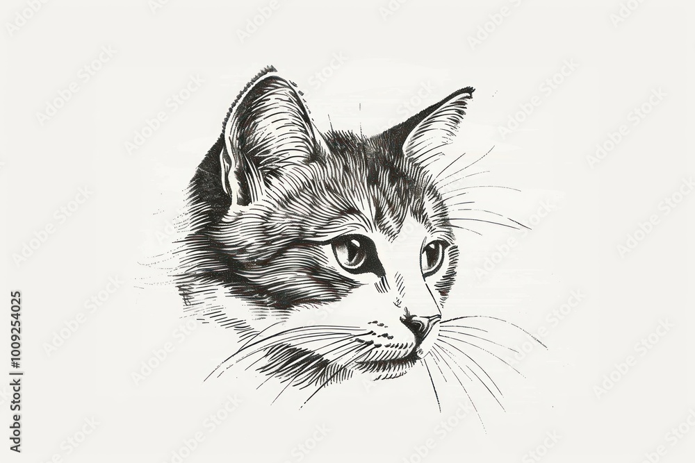 Detailed black and white cat Detailed black and white cat