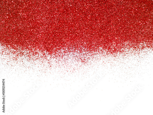 Blurred red glitter isolated on white background
